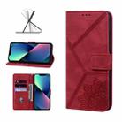 Geometric Mandala Embossed Leather Phone Case For iPhone 13 mini(Red) - 1