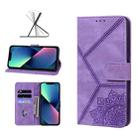 Geometric Mandala Embossed Leather Phone Case For iPhone 13 mini(Purple) - 1