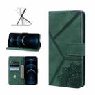 Geometric Mandala Embossed Leather Phone Case For iPhone 12 Pro Max(Green) - 1