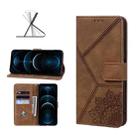 Geometric Mandala Embossed Leather Phone Case For iPhone 12 Pro Max(Brown) - 1