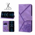 Geometric Mandala Embossed Leather Phone Case For iPhone 12 Pro Max(Purple) - 1