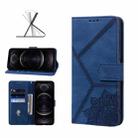 Geometric Mandala Embossed Leather Phone Case For iPhone 12 Pro(Blue) - 1