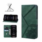 Geometric Mandala Embossed Leather Phone Case For iPhone 12 Pro(Green) - 1