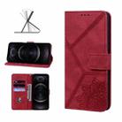 Geometric Mandala Embossed Leather Phone Case For iPhone 12 Pro(Red) - 1