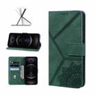 Geometric Mandala Embossed Leather Phone Case For iPhone 12(Green) - 1