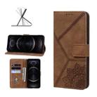 Geometric Mandala Embossed Leather Phone Case For iPhone 12(Brown) - 1