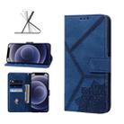 For iPhone 12 mini Geometric Mandala Embossed Leather Phone Case (Blue) - 1