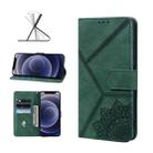 For iPhone 12 mini Geometric Mandala Embossed Leather Phone Case (Green) - 1