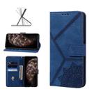 For iPhone 11 Pro Max Geometric Mandala Embossed Leather Phone Case (Blue) - 1
