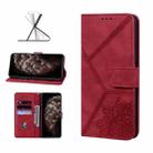 For iPhone 11 Pro Max Geometric Mandala Embossed Leather Phone Case (Red) - 1