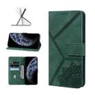 For iPhone 11 Pro Geometric Mandala Embossed Leather Phone Case (Green) - 1