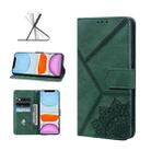 For iPhone 11 Geometric Mandala Embossed Leather Phone Case (Green) - 1