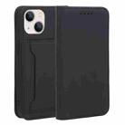 For iPhone 14 Magnetism Skin Feel Card Holder Leather Phone Case (Black) - 1