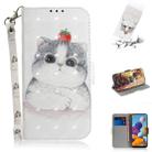 For Galaxy A21 3D Painting Horizontal Flip Leather Case with Holder & Card Slot & Wallet & Lanyard(Cute cat) - 1