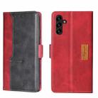 For Samsung Galaxy A13 4G Contrast Color Side Buckle Leather Phone Case(Red + Black) - 1