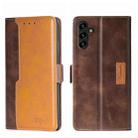 For Samsung Galaxy A13 4G Contrast Color Side Buckle Leather Phone Case(Dark Brown + Gold) - 1