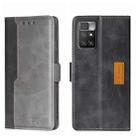 For Xiaomi Redmi 10 Contrast Color Side Buckle Leather Phone Case(Black + Grey) - 1