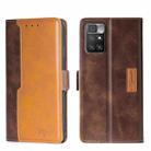 For Xiaomi Redmi 10 Contrast Color Side Buckle Leather Phone Case(Dark Brown + Gold) - 1
