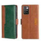 For Xiaomi Redmi 10 Contrast Color Side Buckle Leather Phone Case(Light Brown + Green) - 1