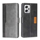 For Xiaomi Redmi Note 11T Pro/Redmi Note 11T Pro+ 5G Contrast Color Side Buckle Leather Phone Case(Black + Grey) - 1