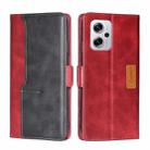 For Xiaomi Redmi Note 11T Pro/Redmi Note 11T Pro+ 5G Contrast Color Side Buckle Leather Phone Case(Red + Black) - 1