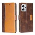 For Xiaomi Redmi Note 11T Pro/Redmi Note 11T Pro+ 5G Contrast Color Side Buckle Leather Phone Case(Dark Brown + Gold) - 1