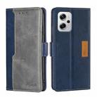 For Xiaomi Redmi Note 11T Pro/Redmi Note 11T Pro+ 5G Contrast Color Side Buckle Leather Phone Case(Blue + Grey) - 1