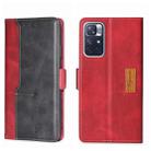 For Xiaomi Redmi Note 11 5G/Poco M4 Pro 5G Contrast Color Side Buckle Leather Phone Case(Red + Black) - 1