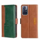 For Xiaomi Redmi Note 11 5G/Poco M4 Pro 5G Contrast Color Side Buckle Leather Phone Case(Light Brown + Green) - 1