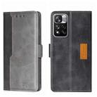 For Xiaomi Redmi Note 11 Pro 5G/Redmi Note 11 Pro+ 5G Contrast Color Side Buckle Leather Phone Case(Black + Grey) - 1