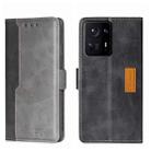 For Xiaomi Mix 4 Contrast Color Side Buckle Leather Phone Case(Black + Grey) - 1