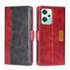 For OnePlus Nord CE 2 Lite 5G Contrast Color Side Buckle Leather Phone Case(Red + Black) - 1