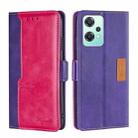 For OnePlus Nord CE 2 Lite 5G Contrast Color Side Buckle Leather Phone Case(Purple + Rose Red) - 1
