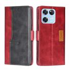 For OnePlus Ace Racing Contrast Color Side Buckle Leather Phone Case(Red + Black) - 1