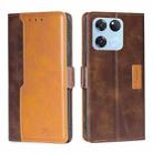 For OnePlus Ace Racing Contrast Color Side Buckle Leather Phone Case(Dark Brown + Gold) - 1