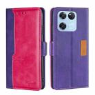 For OnePlus Ace Racing Contrast Color Side Buckle Leather Phone Case(Purple + Rose Red) - 1