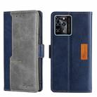 For ZTE Blade V30 Contrast Color Side Buckle Leather Phone Case(Blue + Grey) - 1