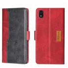 For ZTE Blade L210 Contrast Color Side Buckle Leather Phone Case(Red + Black) - 1