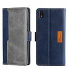 For ZTE Blade L210 Contrast Color Side Buckle Leather Phone Case(Blue + Grey) - 1