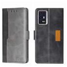 For ZTE Axon 30 Pro Contrast Color Side Buckle Leather Phone Case(Black + Grey) - 1