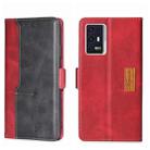 For ZTE Axon 30 Pro Contrast Color Side Buckle Leather Phone Case(Red + Black) - 1