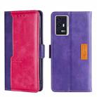 For ZTE Axon 30 Pro Contrast Color Side Buckle Leather Phone Case(Purple + Rose Red) - 1