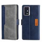 For ZTE Axon 30 Pro Contrast Color Side Buckle Leather Phone Case(Blue + Grey) - 1