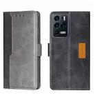 For ZTE Axon 30 Ultra Contrast Color Side Buckle Leather Phone Case(Black + Grey) - 1