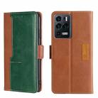 For ZTE Axon 30 Ultra Contrast Color Side Buckle Leather Phone Case(Light Brown + Green) - 1