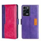 For ZTE Axon 30 Ultra Contrast Color Side Buckle Leather Phone Case(Purple + Rose Red) - 1
