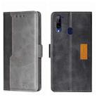 For ZTE Libero 5G Contrast Color Side Buckle Leather Phone Case(Black + Grey) - 1