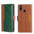 For ZTE Libero 5G Contrast Color Side Buckle Leather Phone Case(Light Brown + Green) - 1