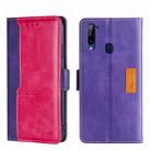 For ZTE Libero 5G Contrast Color Side Buckle Leather Phone Case(Purple + Rose Red) - 1