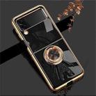 For Samsung Galaxy Z Flip3 6D Plating Astronaut Ring Kickstand Phone Case(Black) - 1